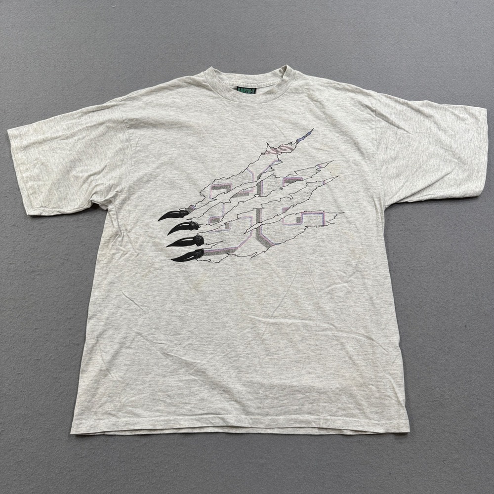 Vintage 90s Earth-T Shirt‎ Men's Large Gray Prince Andrew High Class of 93